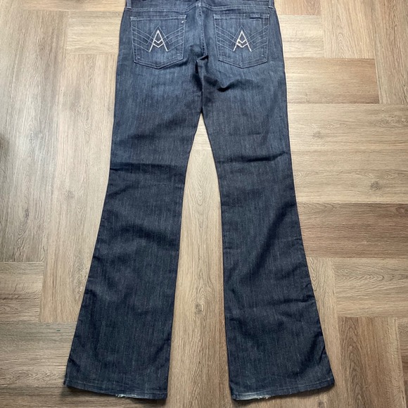 Y2K 7 For All Mankind A Pocket Crystal Studded Flare Jeans Womens 31 Dark Blue - Picture 4 of 11